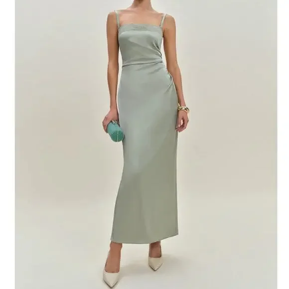 Reformation Vesper Satin Dress Salvia - Picture 11 of 11